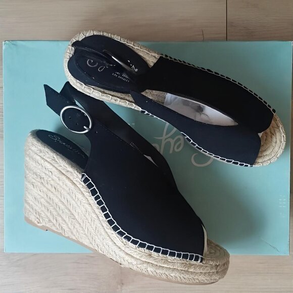 Seychelles Shoes - Seychelles Promenade Espadrille Wedges 7 Black NIB
